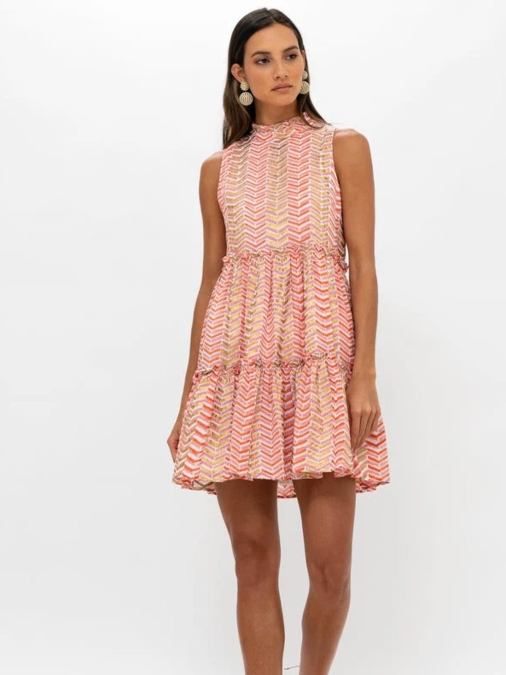 Oliphant Sonoma Ruffle Tiered Short Dress, Medium